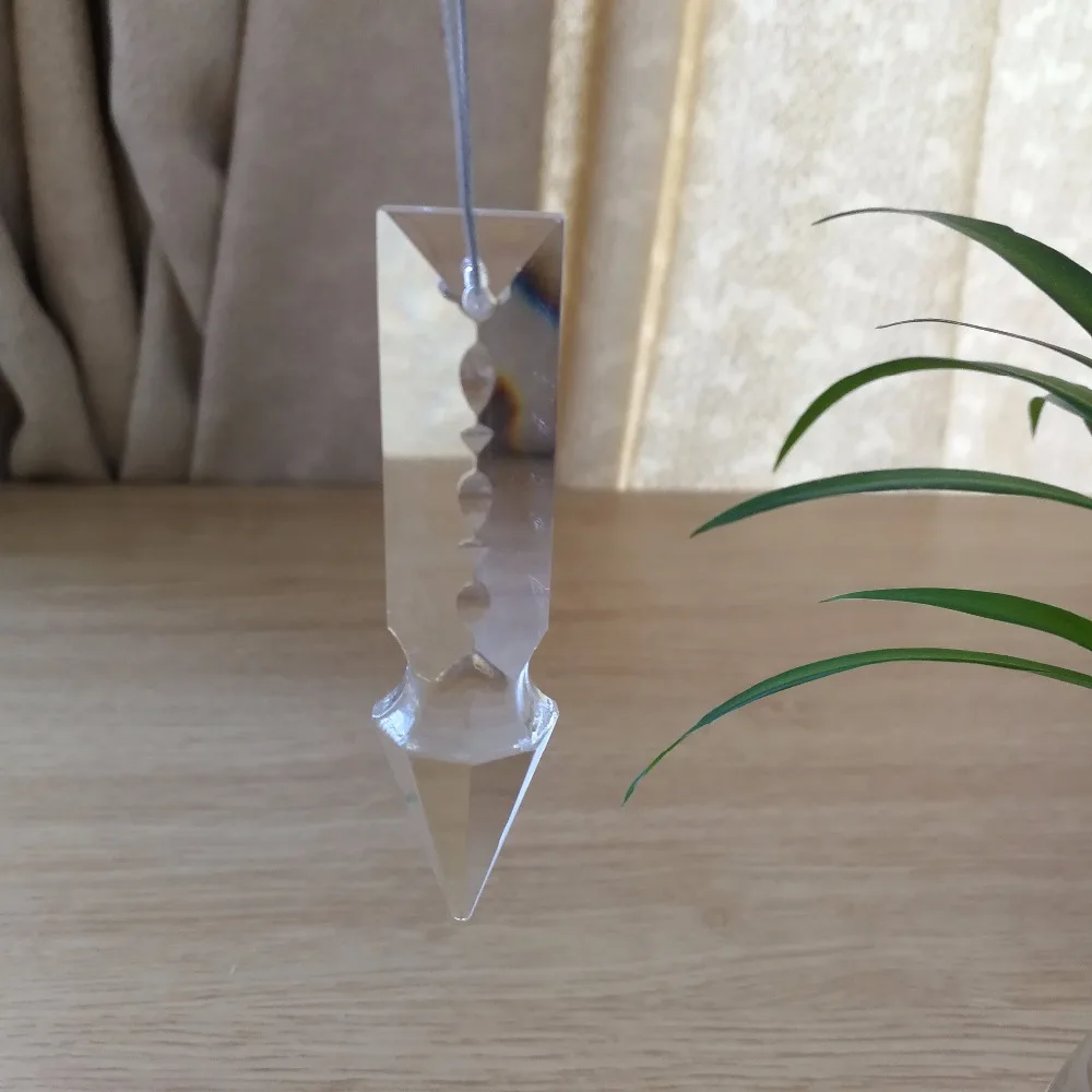 

76mm 10units Crystal Long Spear Cur Prisms Suncatcher Transparent Prism Parts For Lighting Chandelier Decoration Part