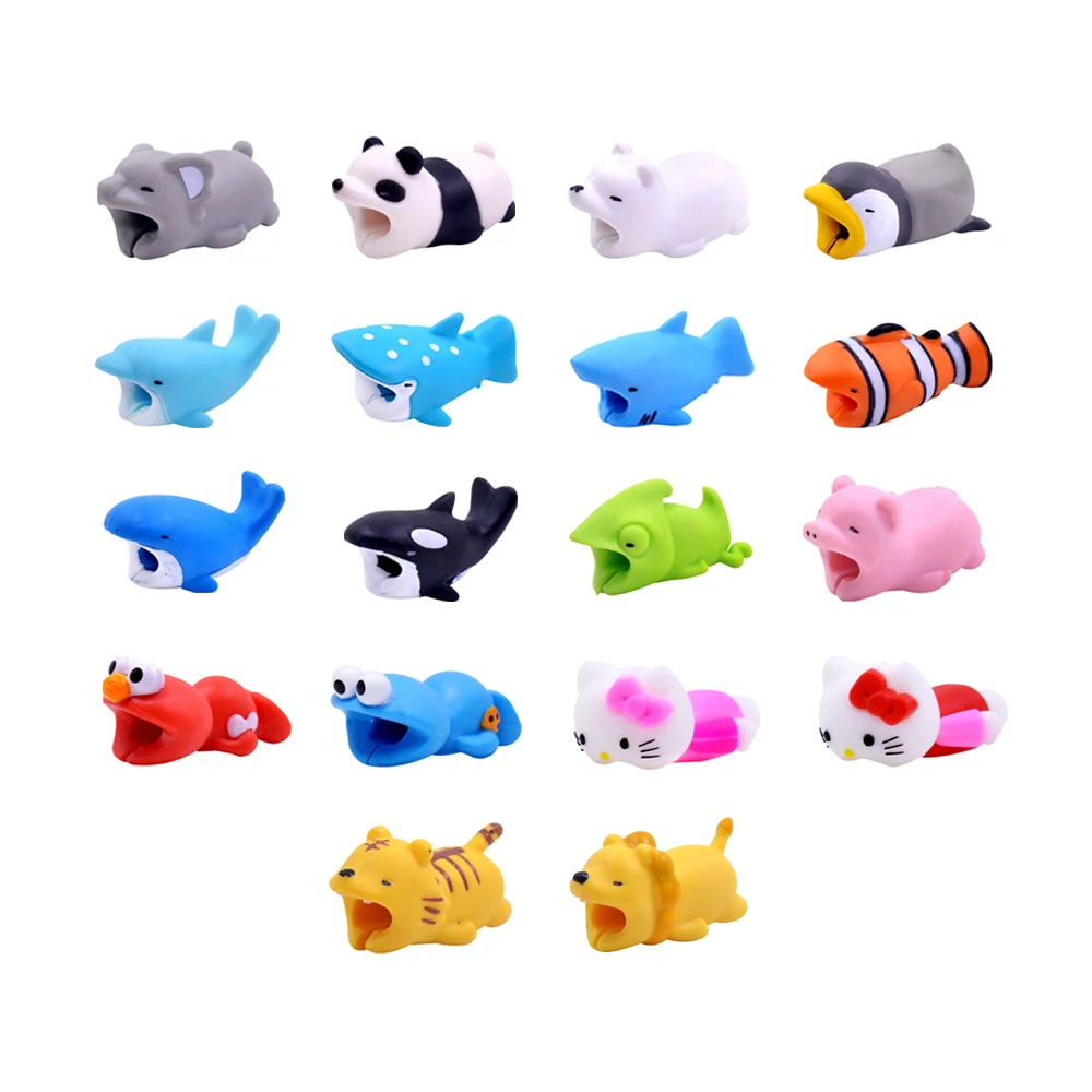 

CHIPAL Cute Bite Animal Cable Protector For iPhone USB Data Cable Organizer Winder Panda Shark Pig Bites Chompers Phone Holder
