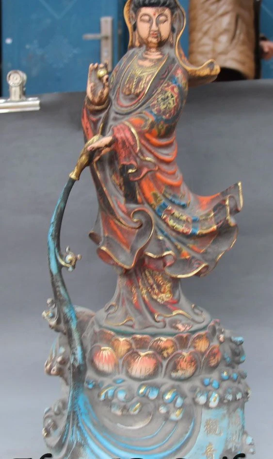 26"Old Collected China Bronze Painting Dripping Kwan-yin Guanyin Guan Yin Vase
26"Old Collected China Bronze Painting Dripping Kwan-yin Guanyin Guan Yin Vase