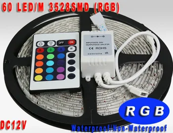 3528 5m RGB LED strip Light Waterproof Non-waterproof 300leds 60leds/m flexible lighting +24keys IR Control
3528 5m RGB LED strip Light Waterproof Non-waterproof 300leds 60leds/m flexible lighting +24keys IR Control