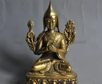 

5"chinese tibet buddhism fane bronze gilt joss Tsongkhapa Zongkapa buddha statue