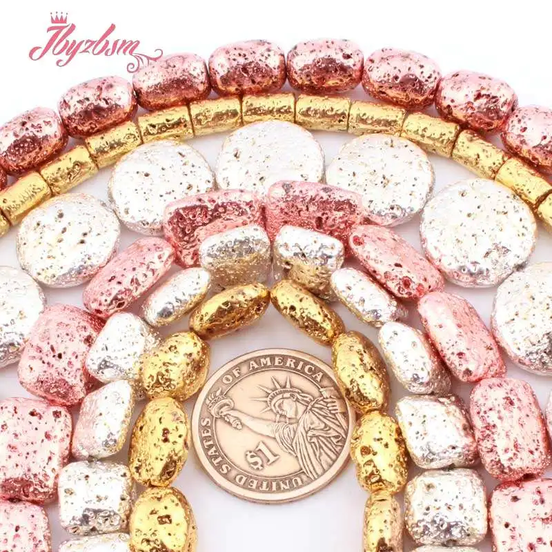 Natural Rock Lava Volcanic Silver Rose Gold Plate d Stone Beads For Jewelry Making DIY Necklace Bracelat Loose 15" Free Shipping
Natural Rock Lava Volcanic Silver Rose Gold Plate d Stone Beads For Jewelry Making DIY Necklace Bracelat Loose 15" Free Shipping