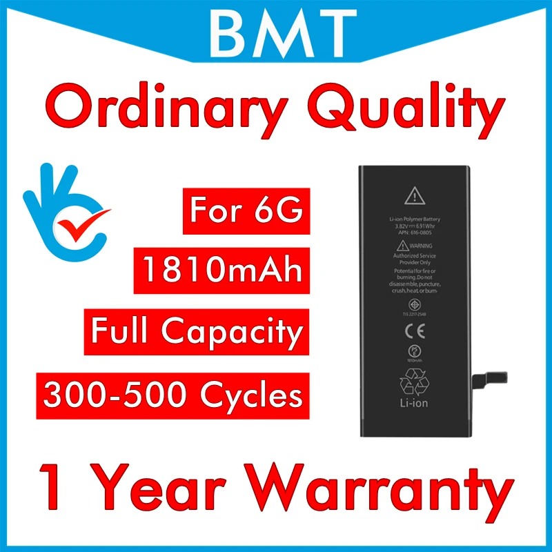 original BMT DHL UPS 50pcs/lot Ordinary Quality 0 zero cycle Battery for iPhone 6 4.7 6G replacement repair parts BMTI6GOQ
original BMT DHL UPS 50pcs/lot Ordinary Quality 0 zero cycle Battery for iPhone 6 4.7 6G replacement repair parts BMTI6GOQ