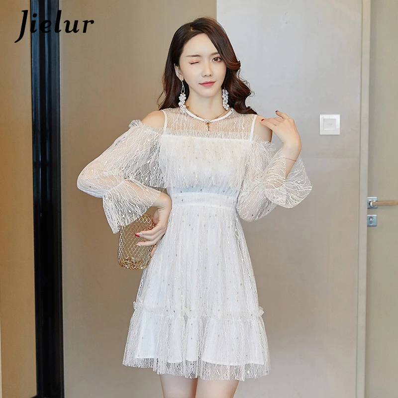 Jielur 2019 Spring Lace Dress Women White Young Grace Hollow Off Shoulder Dress Ladies Harajuku Kawaii Chic Dresses Elegant S-XL
Jielur 2019 Spring Lace Dress Women White Young Grace Hollow Off Shoulder Dress Ladies Harajuku Kawaii Chic Dresses Elegant S-XL