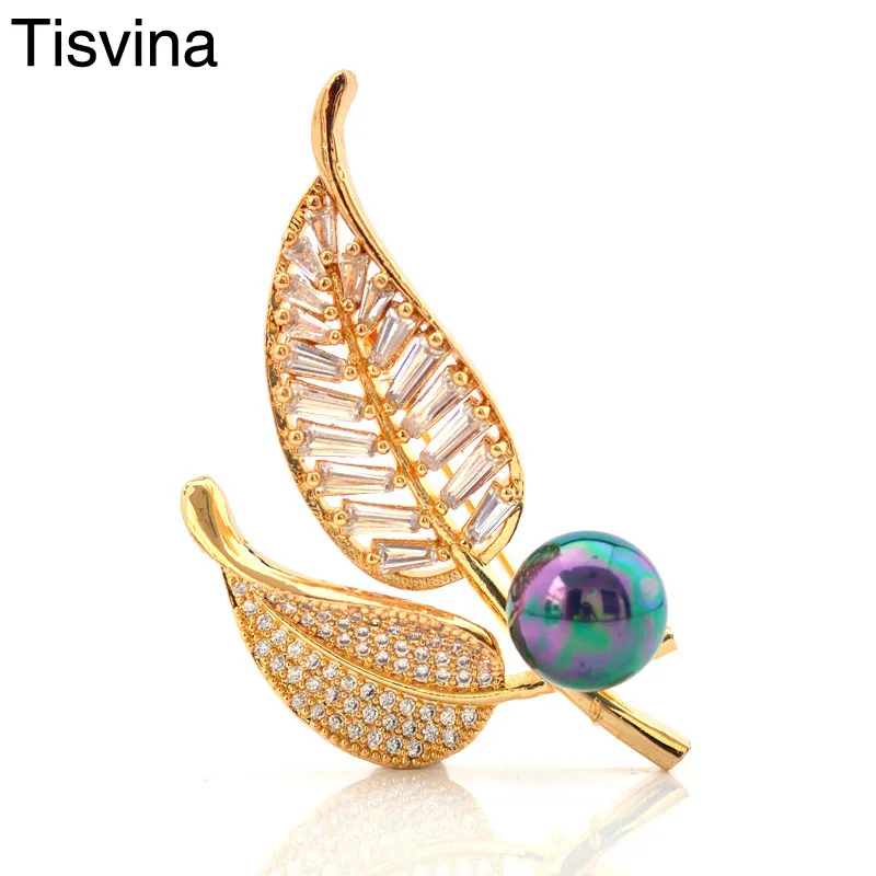 Tisvina 2018 New two Golden Leaves Pearl Brooches for women men kid AAA High quality zircon Banquet Weddings Brooch pins jewelry
Tisvina 2018 New two Golden Leaves Pearl Brooches for women men kid AAA High quality zircon Banquet Weddings Brooch pins jewelry