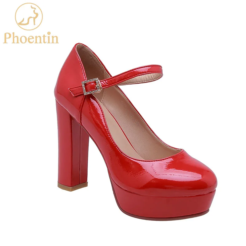 Phoentin 2019 red platform high heels patent leather buckle strap wedding shoes round toe pumps woman plus size FT714
Phoentin 2019 red platform high heels patent leather buckle strap wedding shoes round toe pumps woman plus size FT714