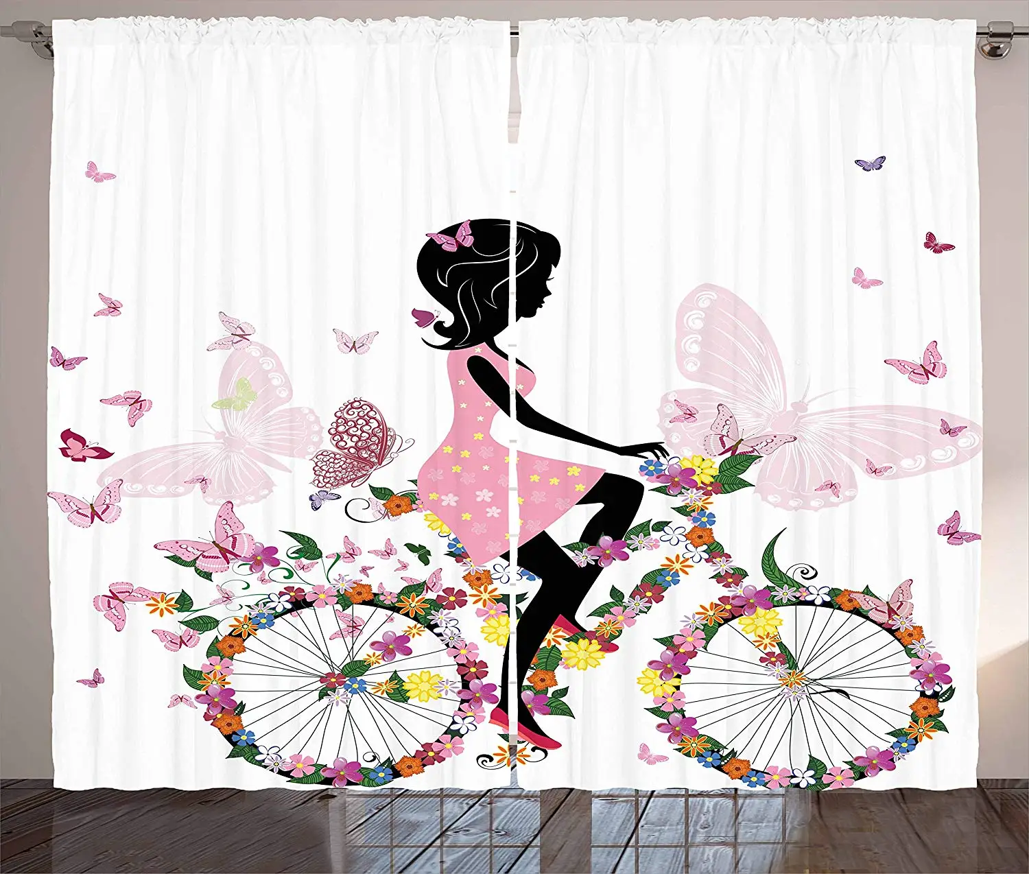 Bicycle Curtains Girl in a Pink Dress Riding a Bike with Colorful Flowers and Romantic Butterflies Living Room Bedroom Window
Bicycle Curtains Girl in a Pink Dress Riding a Bike with Colorful Flowers and Romantic Butterflies Living Room Bedroom Window