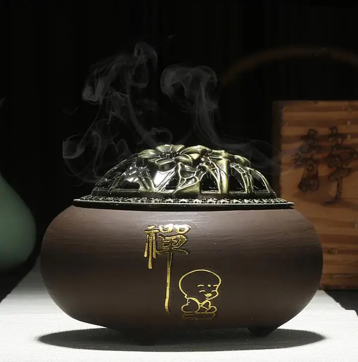 Purple Clay Mosquito Repellent Incense Burner Wirh Hollow Copper Cover Classical Living Room Decor Antique Coil Incense Holde
Purple Clay Mosquito Repellent Incense Burner Wirh Hollow Copper Cover Classical Living Room Decor Antique Coil Incense Holde