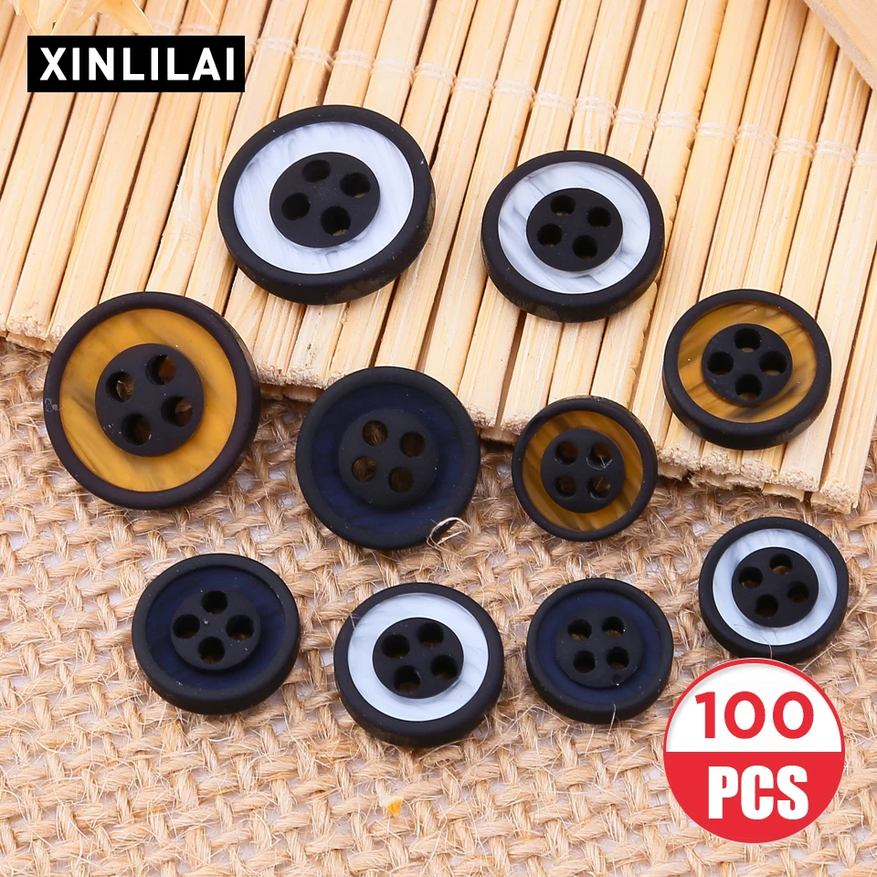 100pcs Four Holes Resin Buttons Round Wooden Ring Deep Color Buttons High-end Clothing Excipient Buttons DIY Sewing Accessories
100pcs Four Holes Resin Buttons Round Wooden Ring Deep Color Buttons High-end Clothing Excipient Buttons DIY Sewing Accessories