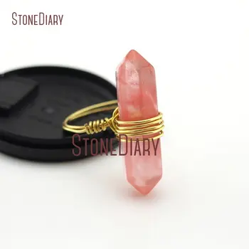 10Pcs Watermelon Glass Crystal Ring Wire Wrap Gold Color Faceted Double Terminated Point Ring 6-8 RM13019
10Pcs Watermelon Glass Crystal Ring Wire Wrap Gold Color Faceted Double Terminated Point Ring 6-8 RM13019