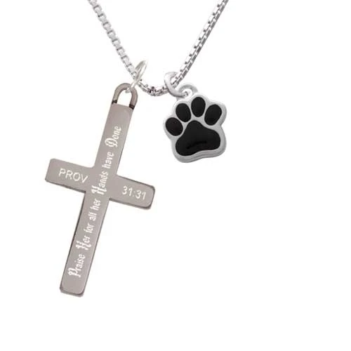 Small Black Paw - Praise Her - Cross Necklace (1)