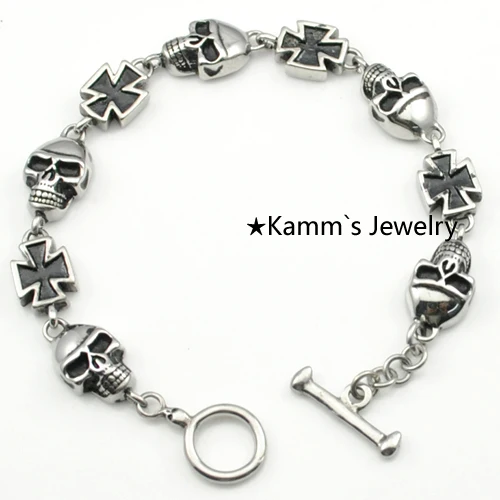 Fashion Skull Bracelet Cross Silver 316L Stainless Steel Punk Rock pulseira men jewelry best friends Gift Biker Jewelry KB081
Fashion Skull Bracelet Cross Silver 316L Stainless Steel Punk Rock pulseira men jewelry best friends Gift Biker Jewelry KB081