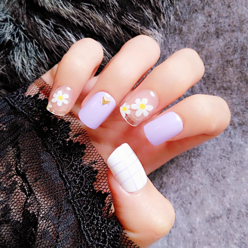 Fashion Clear False Nails Light Purple Rivet White Daisy 3D Fake Nail Tip DIY Nail Art Manicure Tools Z084
Fashion Clear False Nails Light Purple Rivet White Daisy 3D Fake Nail Tip DIY Nail Art Manicure Tools Z084