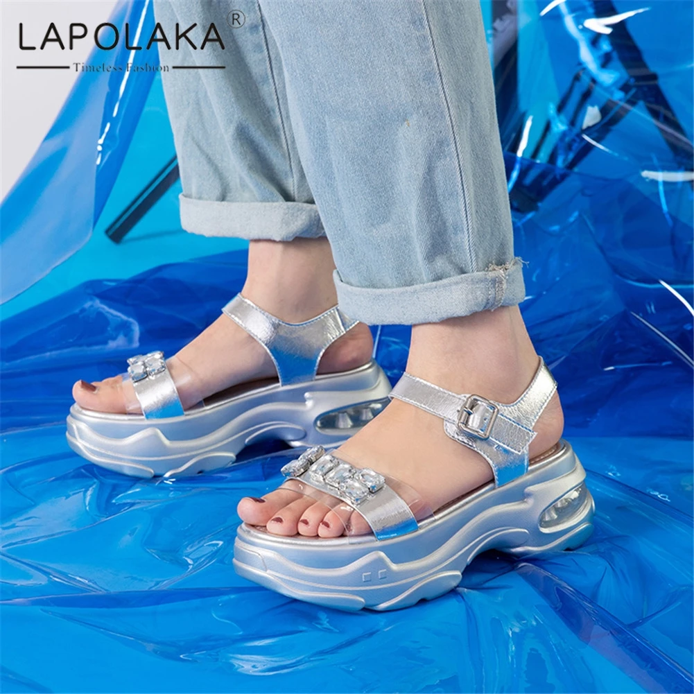Lapolaka New Big Size 34-41 women's Genuine Leather Crystal Ladies Wedges High Heels Shoes Woman Casual Summer Sandals 2019
Lapolaka New Big Size 34-41 women's Genuine Leather Crystal Ladies Wedges High Heels Shoes Woman Casual Summer Sandals 2019