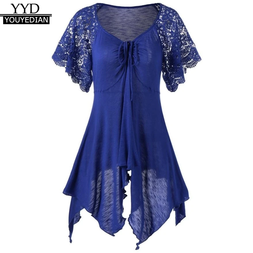 Plus Size 5XL Summer 2018 Womens Tops and Blouses Tunic Lace Patchwork Short Sleeve Tee Shirts Front Tie Long Top Women Clothes
Plus Size 5XL Summer 2018 Womens Tops and Blouses Tunic Lace Patchwork Short Sleeve Tee Shirts Front Tie Long Top Women Clothes