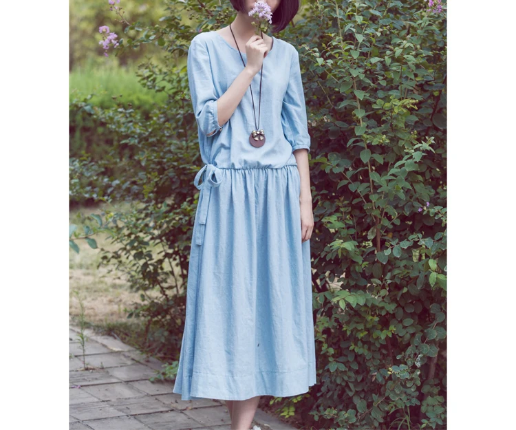 Original cotton dresses flax summer dress art a word dress three quarter sleeve new fresh retro temperament dress BLUE D436
Original cotton dresses flax summer dress art a word dress three quarter sleeve new fresh retro temperament dress BLUE D436
