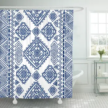 Blue Indian Ethnic Geometric Pattern Traditional Motifs Folk Style White Shower Curtain Bathroom Odorless Eco Friendly
Blue Indian Ethnic Geometric Pattern Traditional Motifs Folk Style White Shower Curtain Bathroom Odorless Eco Friendly