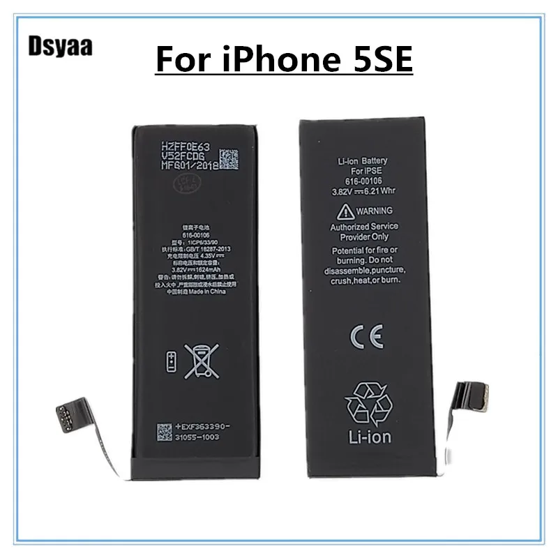 Battery for iPhone 5 SE Black Built-in Lithium Battery 3.82V 1624mAh Internel Replacement Li-ion Battery for iPhone 5SE Phones
Battery for iPhone 5 SE Black Built-in Lithium Battery 3.82V 1624mAh Internel Replacement Li-ion Battery for iPhone 5SE Phones