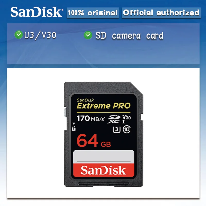 SanDisk Memory Card Extreme Pro SDHC/SDXC 32GB 64GB SD Card 128GB 256GB C10 U3 V30 UHS-I cartao de memory Flash Card for Camera
SanDisk Memory Card Extreme Pro SDHC/SDXC 32GB 64GB SD Card 128GB 256GB C10 U3 V30 UHS-I cartao de memory Flash Card for Camera