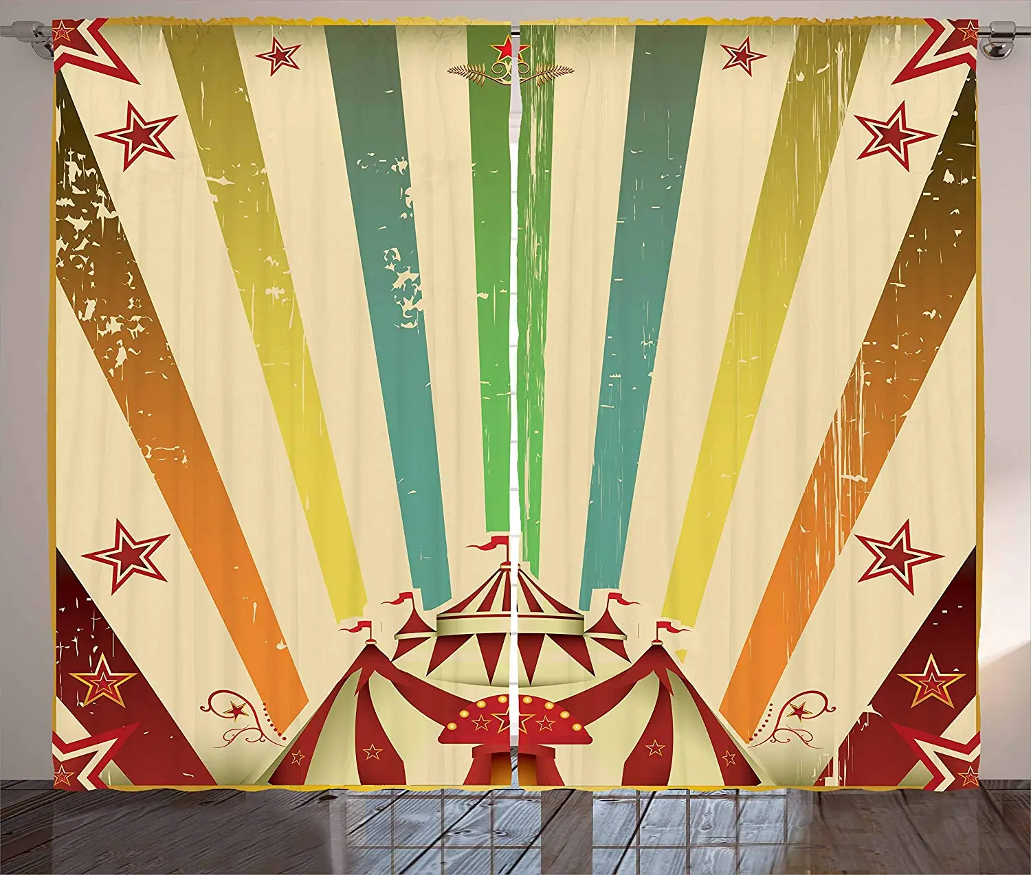 Vintage Rainbow Curtains Old Circus Carnival Advertisement Theme Stripes Stars and Fun Fair Tent Living Room Bedroom Window
Vintage Rainbow Curtains Old Circus Carnival Advertisement Theme Stripes Stars and Fun Fair Tent Living Room Bedroom Window