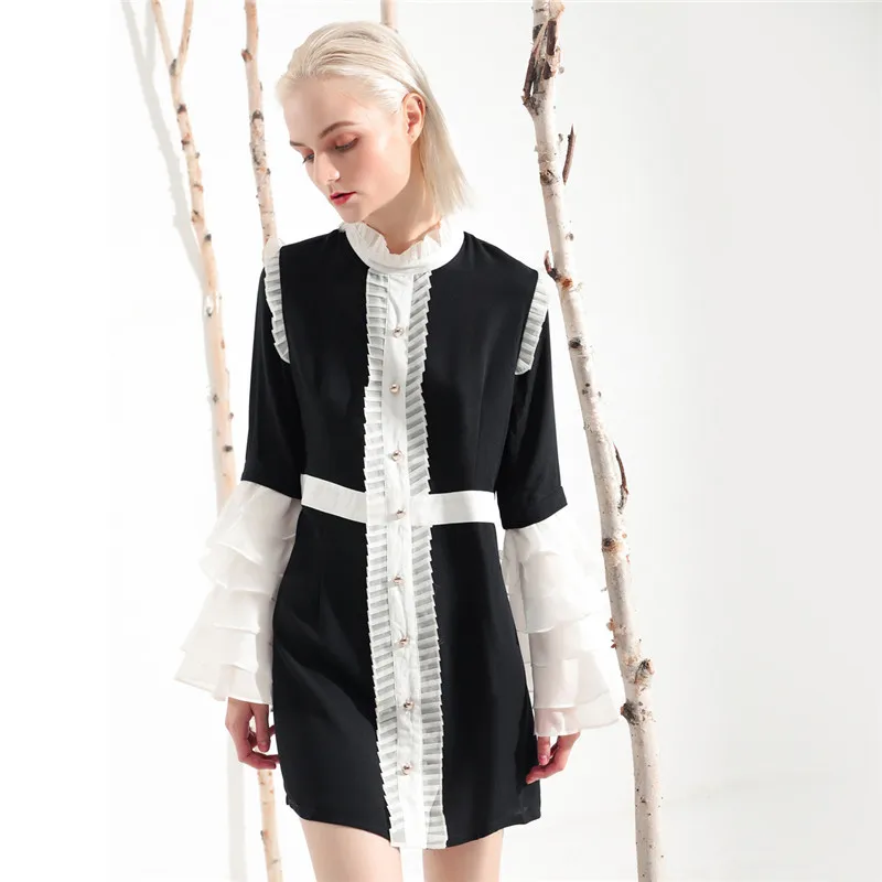 2019 Spring Court Luxury Ruffled Collar Pleated Ruffles High Waist Dress Flared Sleeves Mini Party Dress Vintage Runway Dress
2019 Spring Court Luxury Ruffled Collar Pleated Ruffles High Waist Dress Flared Sleeves Mini Party Dress Vintage Runway Dress