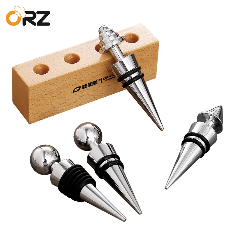 

ORZ 4PCS Zinc Alloy Wine Bottle Stopper Sealed Champagne Red Wine Beverage Plug Airtight Seal Home Bar Tools Wedding Party Gifts