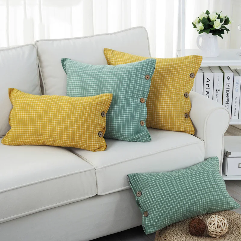 Pillow Cover Lattice Yellow Green Button Cushion Cover Simple Style Home Decorative Pillow Case 45x45cm/30x50cm
Pillow Cover Lattice Yellow Green Button Cushion Cover Simple Style Home Decorative Pillow Case 45x45cm/30x50cm