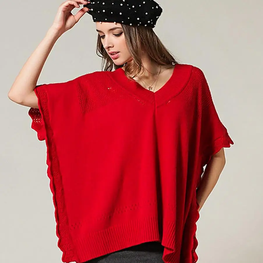 new Bat sleeve Pullover Sweater Woman Wool vest knit V-neck long | Женская одежда