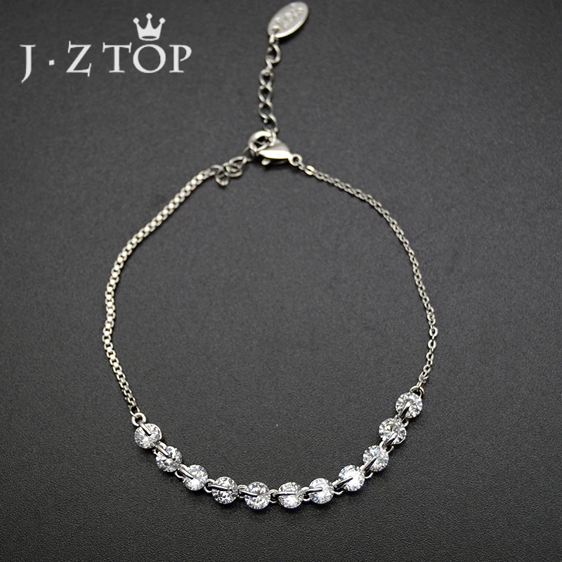 JZTOP Fine Zircon Bracelets For Woman Charm Silver Color Stainless Steel Chain Bangles Bracelet Femme Crystal Wedding Jewelry
JZTOP Fine Zircon Bracelets For Woman Charm Silver Color Stainless Steel Chain Bangles Bracelet Femme Crystal Wedding Jewelry