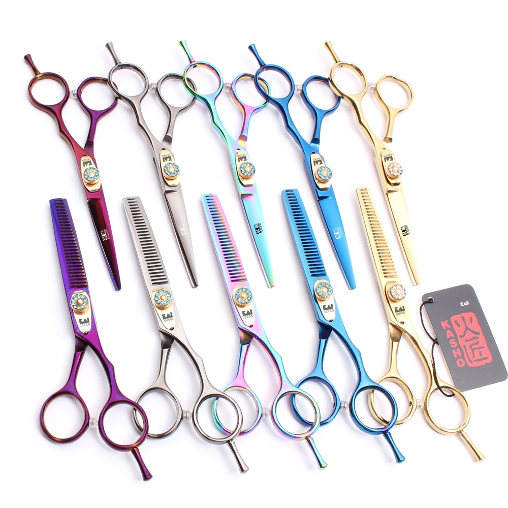 H1020 6.0" Japan 440C Kasho Brand Professional Human Hair Scissors Barber Cutting&Thinning Salon Styling Tools | Красота и