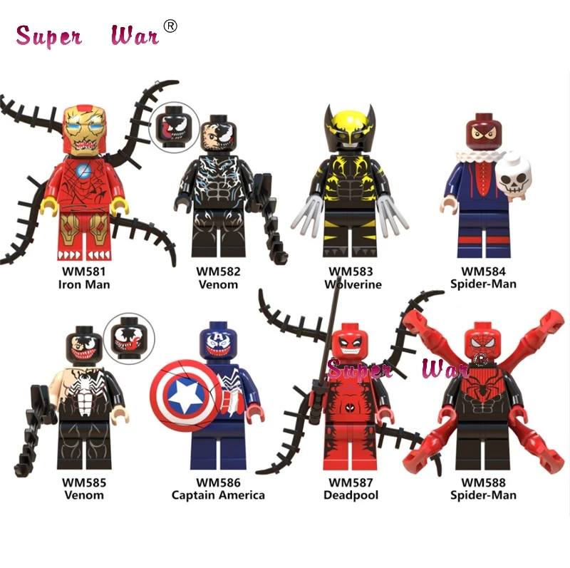 Single Venom Black White Red Wolverine Iron Man Captain American Deadpool Spiderman building blocks toy for children
Single Venom Black White Red Wolverine Iron Man Captain American Deadpool Spiderman building blocks toy for children