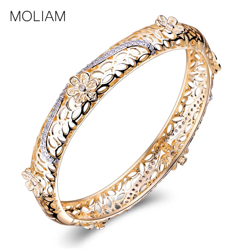 MOLIAM Women Beautiful Hollow Flower Bangles Bracelets High Quality Gold-Color Cubic Zirconia Crystal Jewelry Wholesale MLZ011
MOLIAM Women Beautiful Hollow Flower Bangles Bracelets High Quality Gold-Color Cubic Zirconia Crystal Jewelry Wholesale MLZ011