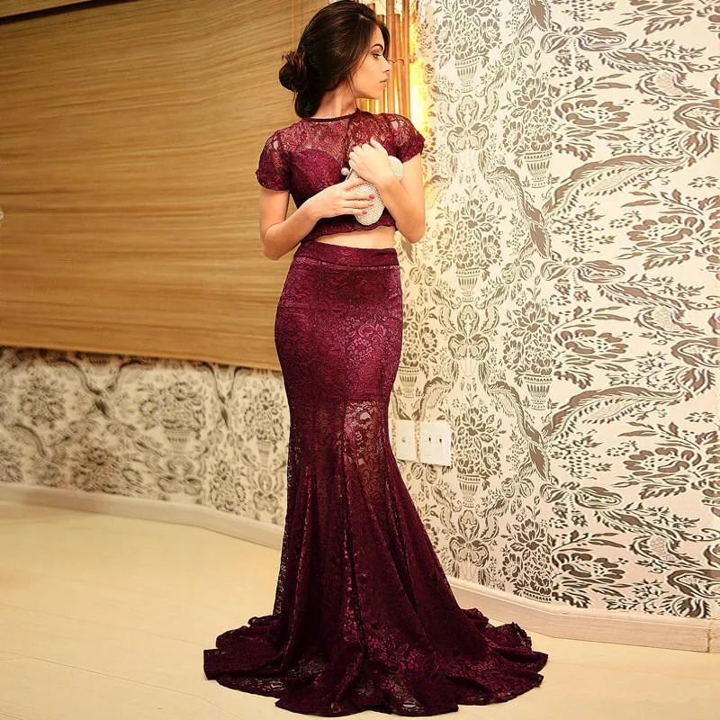 Two Piece Set Prom Gown Short Sleeve High Neck Sheer Lace Party Formal Dress for Wedding Party Custom Made
Two Piece Set Prom Gown Short Sleeve High Neck Sheer Lace Party Formal Dress for Wedding Party Custom Made