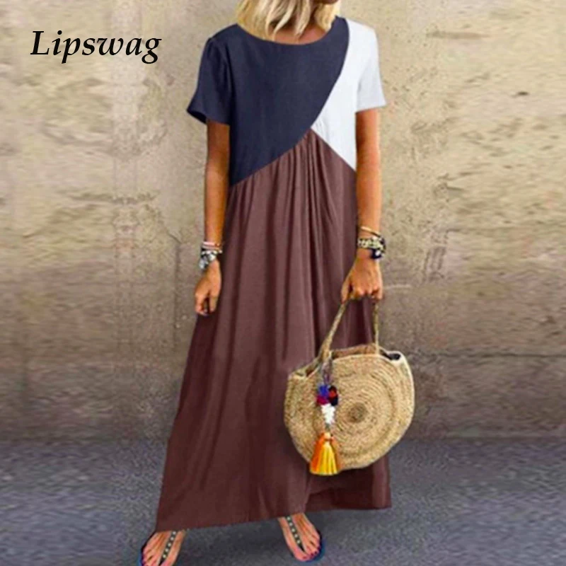 Lipswag 5XL Summer Geometric Patchwork Dress Women Casual O-Neck Dresses Elegant Ladies Short Sleeve Pleated Swing Long Dress
Lipswag 5XL Summer Geometric Patchwork Dress Women Casual O-Neck Dresses Elegant Ladies Short Sleeve Pleated Swing Long Dress