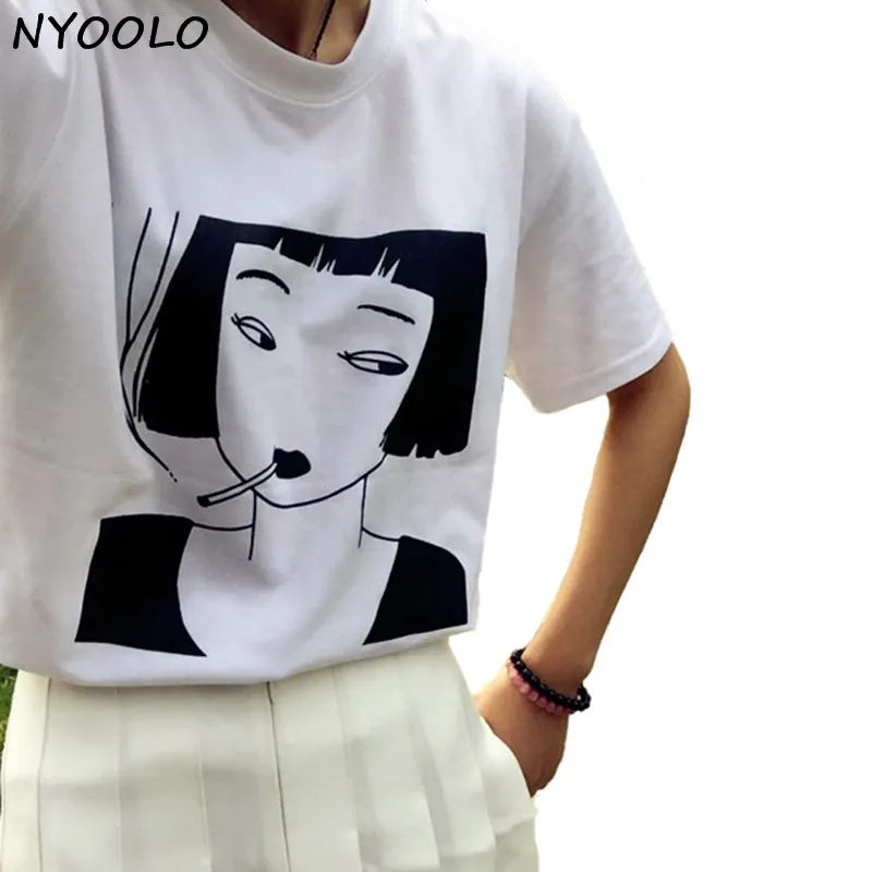 NYOOLO ulzzang Harajuku vintage 2016 summer girl avatar letters printed round neck short sleeve T-shirt women clothing Tops Tee
NYOOLO ulzzang Harajuku vintage 2016 summer girl avatar letters printed round neck short sleeve T-shirt women clothing Tops Tee