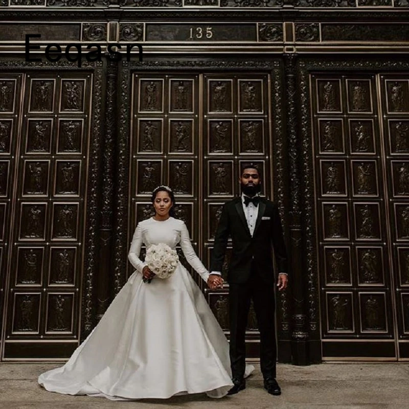 Vintage Ball Gown Wedding Dresses Long Sleeve Satin Bridal Gowns 2019 Simple Elegant White vestido de novia Custom Cheap
Vintage Ball Gown Wedding Dresses Long Sleeve Satin Bridal Gowns 2019 Simple Elegant White vestido de novia Custom Cheap