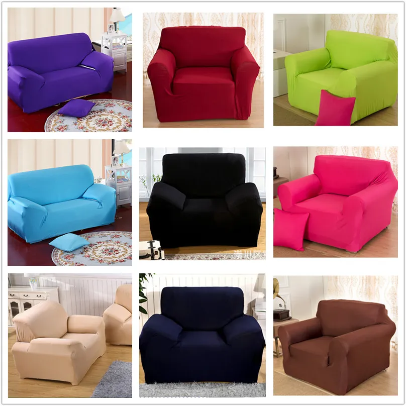 Image Solid Sofa Cover Soft Polyester Spandex Slipcover Sofa Protector Cover 1 3 Seater Home Textile W2188