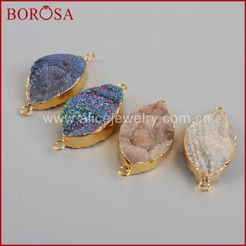 BOROSA Druzy Gold Color Marquise Titanium Rainbow Galaxy Quartz Connector Gems Connector for Bracelet for Jewelry Making G1216
BOROSA Druzy Gold Color Marquise Titanium Rainbow Galaxy Quartz Connector Gems Connector for Bracelet for Jewelry Making G1216