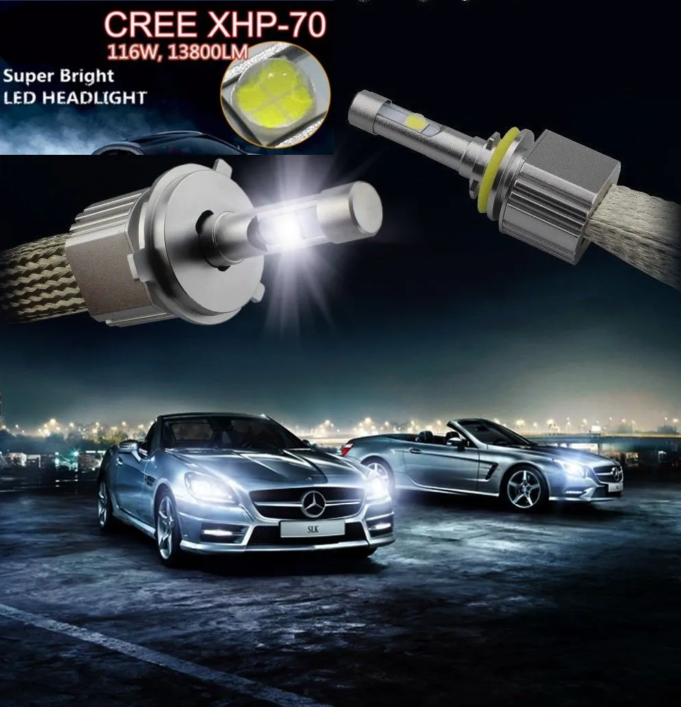 

P70 110W 13200LM H7 LED Headlight Kit XHP70 Chips Fanless SUPER White 6000K Driving Headlamp H4 H8 H11 9005 HB3 HB4/9006 H1 H3