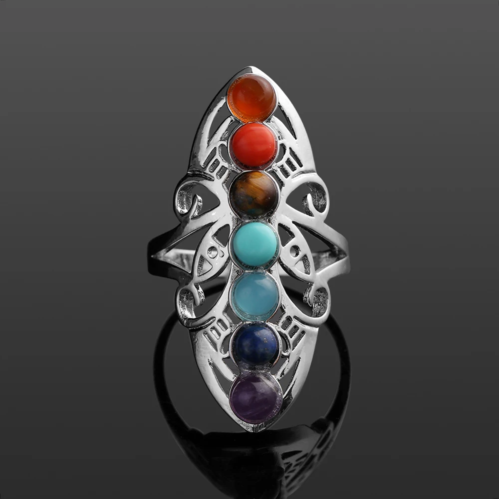 1 Pc Classical Fashion Silver Plated 7 Chakra Balance Meditation Healing Hollow Stones Adjustable Ring Thumb Reiki Gem Ring
1 Pc Classical Fashion Silver Plated 7 Chakra Balance Meditation Healing Hollow Stones Adjustable Ring Thumb Reiki Gem Ring