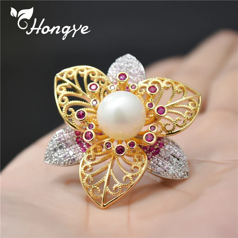 Hongye Double Layer Fine Brooches Woman Real Gold Hollow Flower Brooch Pin AAA Zircon Natural Pearl Pins Fashion Jewelry
Hongye Double Layer Fine Brooches Woman Real Gold Hollow Flower Brooch Pin AAA Zircon Natural Pearl Pins Fashion Jewelry
