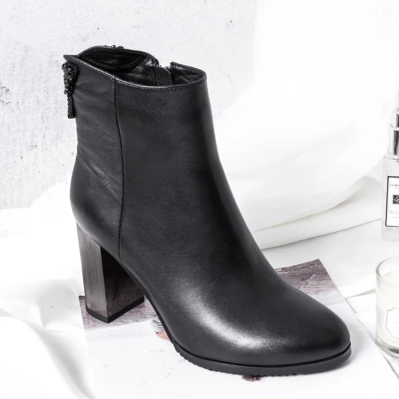 BELISS new design ankle boots for women high heels boots ladies butterfly sexy genuine leather pointed toe (1 (9)