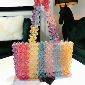 Summer new rainbow acrylic Bag Designer Pearls Jelly Bag Clutch Clear Bag Crossbody Messengers Women Crystal Handbag Totes 2019
Summer new rainbow acrylic Bag Designer Pearls Jelly Bag Clutch Clear Bag Crossbody Messengers Women Crystal Handbag Totes 2019