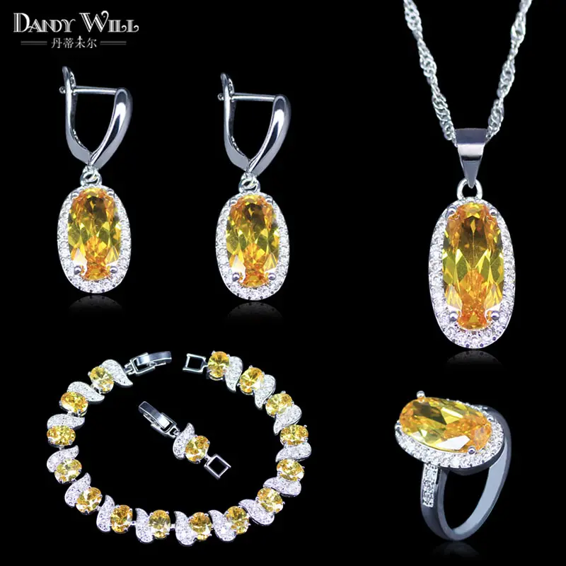 2017 New Sparkling Yellow Zircon For Women 925 Stamp Silver Color Jewelry Sets Bracelet Necklace Pendant Earrings Ring fashion
2017 New Sparkling Yellow Zircon For Women 925 Stamp Silver Color Jewelry Sets Bracelet Necklace Pendant Earrings Ring fashion