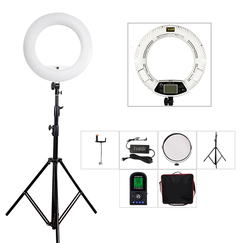 Yidoblo FE-480II White Photo Studio LED Ring Light lamp+ bag + tripod set Lamp RC Photographic Lighting 5500K 480LED Lights
Yidoblo FE-480II White Photo Studio LED Ring Light lamp+ bag + tripod set Lamp RC Photographic Lighting 5500K 480LED Lights