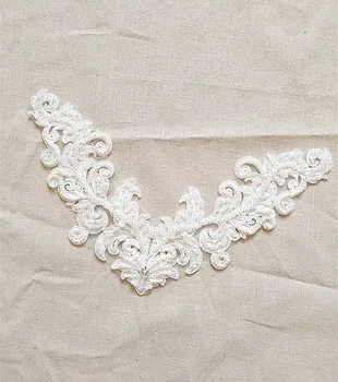 5 pcs ivory beaded lace appliques, beads embroidered lace collar appliques, lace appliques for bridal dress accessories
5 pcs ivory beaded lace appliques, beads embroidered lace collar appliques, lace appliques for bridal dress accessories