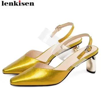 Lenkisen British style genuine leather buckle strap med heels slingback women sandals runway square toe oxford casual shoes L95
Lenkisen British style genuine leather buckle strap med heels slingback women sandals runway square toe oxford casual shoes L95