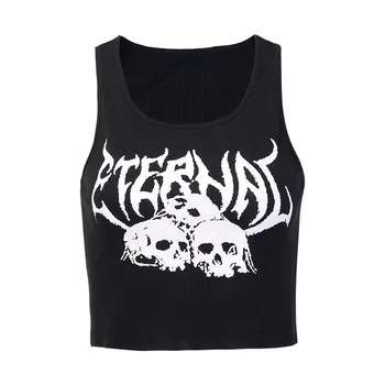 Dark Gorhic Symbol Skull Eternal Letter Printed Knit Short Tank Tops Women Girls Summer Crop Punk Tanks Vest Sleeveless Camis
Dark Gorhic Symbol Skull Eternal Letter Printed Knit Short Tank Tops Women Girls Summer Crop Punk Tanks Vest Sleeveless Camis