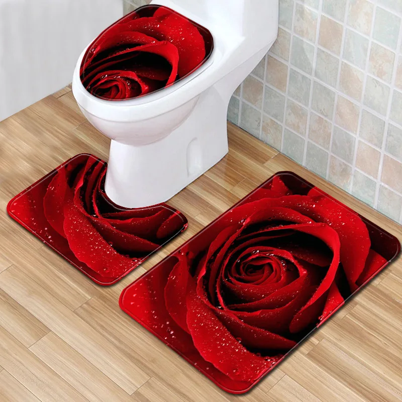 T Rose Bath Mats Valentine's Day 3 Piece Bathroom Set Rug Anti Slip Carpet for Home Decor Toilet Mat 3D Dropship Bathroom Rug
T Rose Bath Mats Valentine's Day 3 Piece Bathroom Set Rug Anti Slip Carpet for Home Decor Toilet Mat 3D Dropship Bathroom Rug