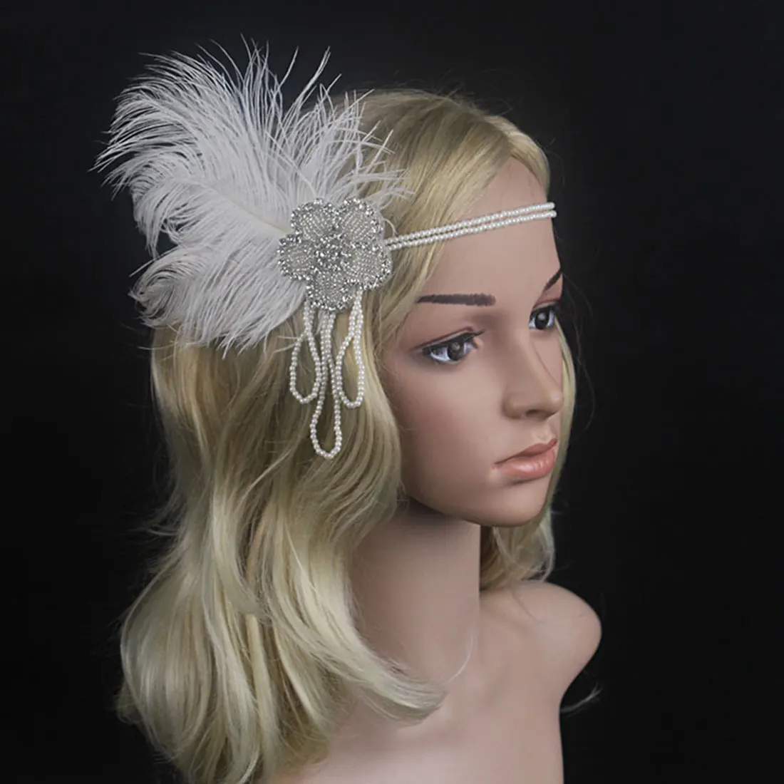Vintage Party Headband Ladies Stylish Headpiece Feather Pearl Headdress Hair Accessories White Rhinestone Beaded HeadWear
Vintage Party Headband Ladies Stylish Headpiece Feather Pearl Headdress Hair Accessories White Rhinestone Beaded HeadWear